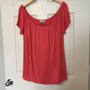 Cold Shoulder Coral Top